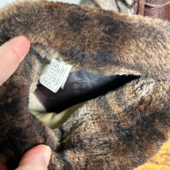 Ugg Womens 12 Leather Lynnea Wood Fleece Lined Ankle Boots Booties Fall Winter - Picture 10 of 14